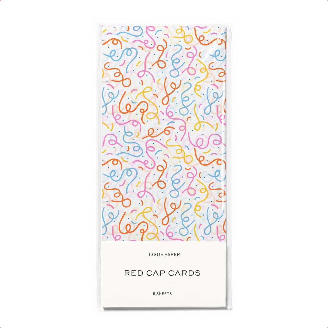 white tissue paper with colorful confetti