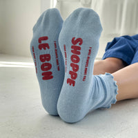 Ruffled Hugger Socks - Periwinkle/Red