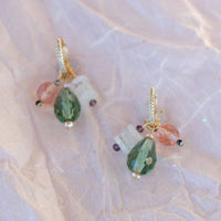 Green & Pink Moonstone Earrings