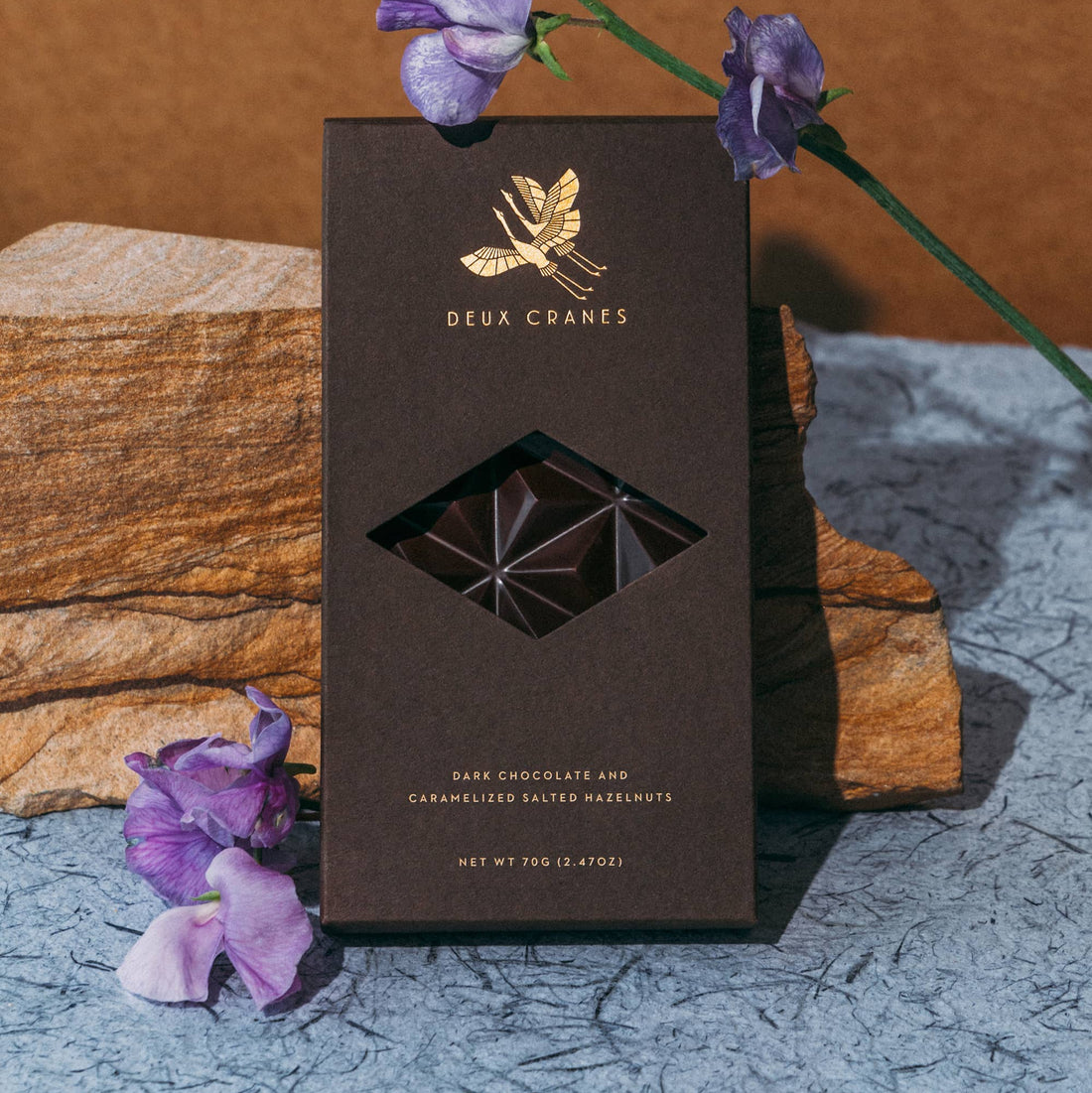 70% Dark Chocolate with Caramelized Hazelnuts Bar