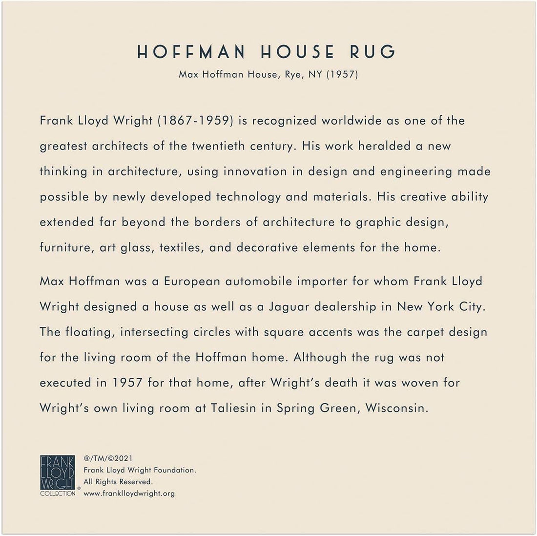 Frank Lloyd Wright Hoffman House Rug Puzzle