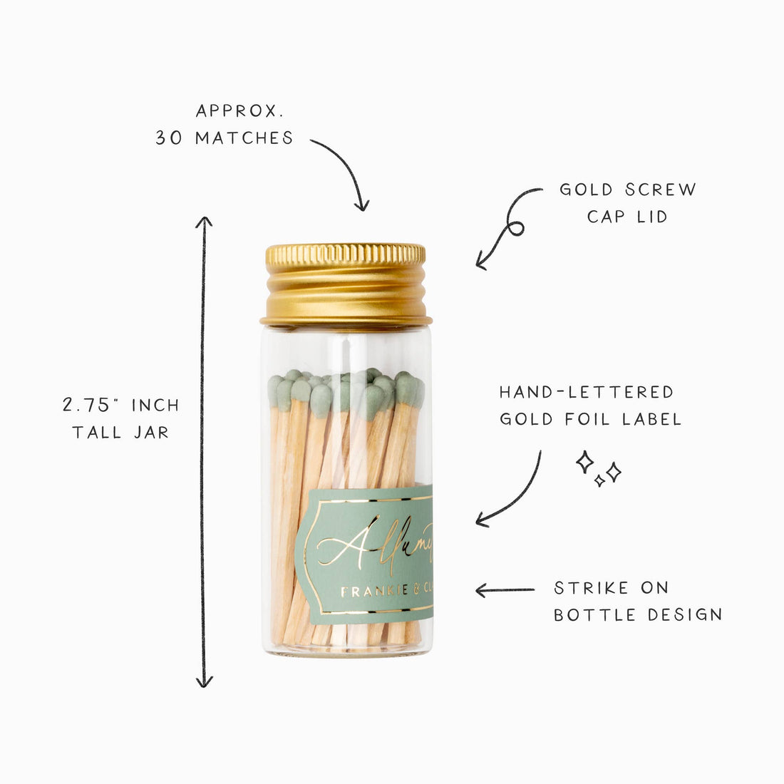 Mini Glass Match Jar – Sage Green