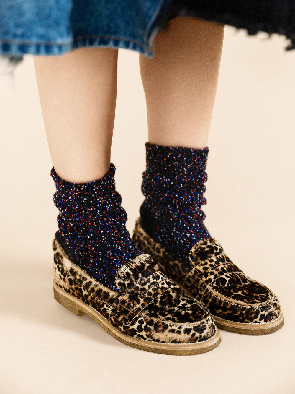 Disco Short Crew Socks - Navy