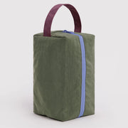 green, blue, yellow, and plum color block toiletry bag