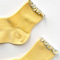 Petite Ruffled Modal Socks - Butter + Baby Blue