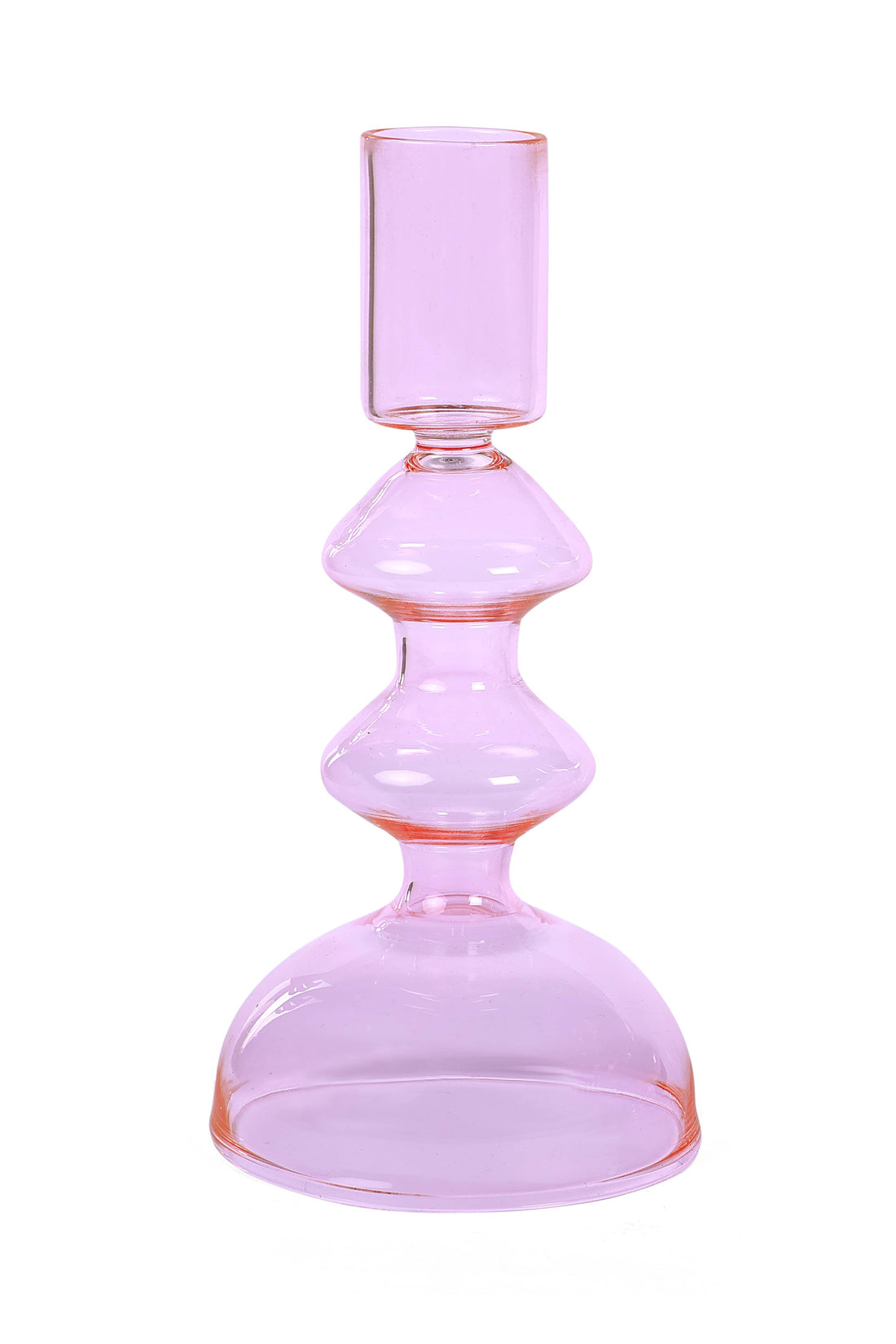 Retro Glass Candle Stick Holder - Pink