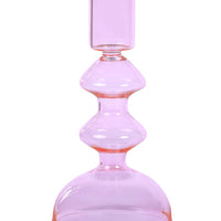 Retro Glass Candle Stick Holder - Pink