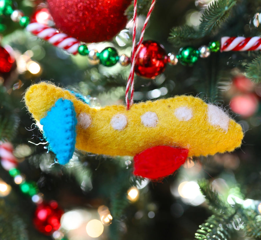 Airplane Felt Wool Ornament