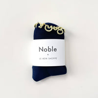 Petite Ruffled Modal Socks - Navy + Butter