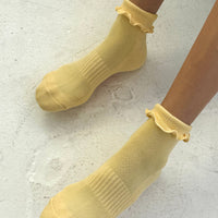 Ruffled Hugger Socks - Banana Cream/Red
