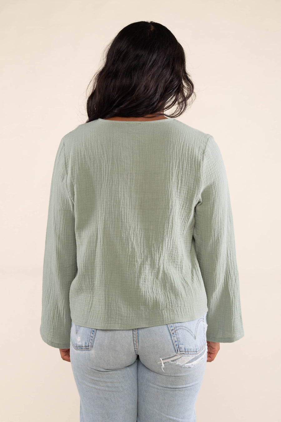 Melrose Tie Blouse - Sage