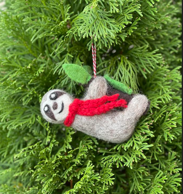 Sloth Felt Wool Ornament