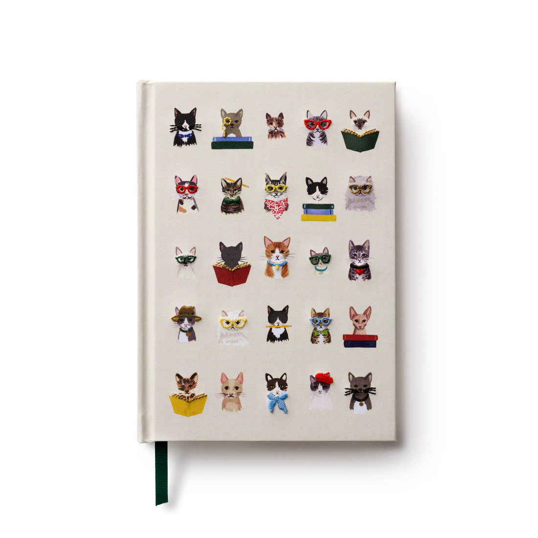 Notebook with cat illustrations on a white background