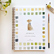 watercolor workbook with animal prompts