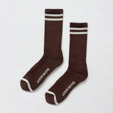 brown mens socks with cream stripes 