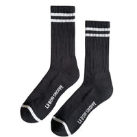 black men's socks with white stripes