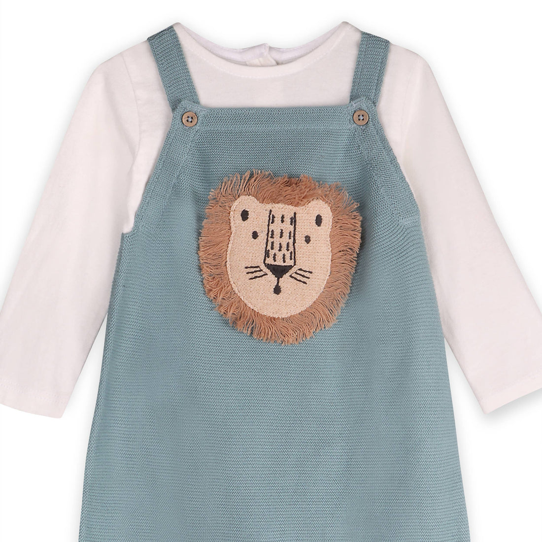 Lion Applique Sweater Knit Baby Overall Set