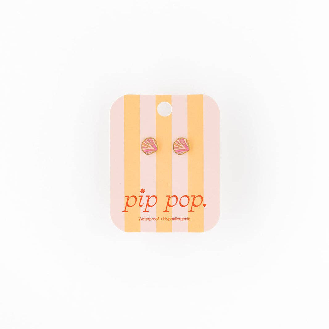 Pip Pop Post Earrings - Pink Seashell Stud