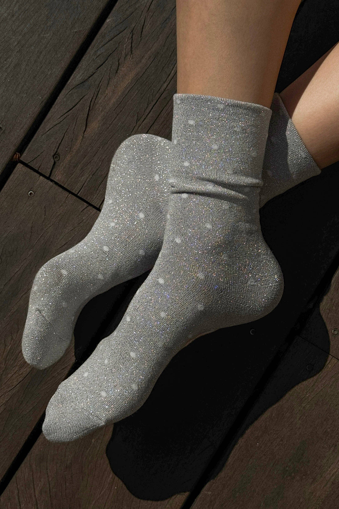 Sneaker Socks Polka Dot - Silver/White