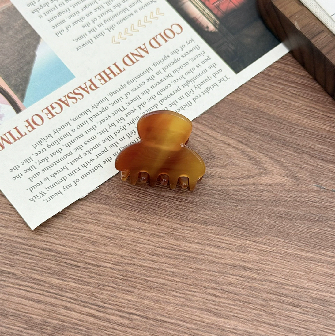Mini Marble Tortoise Claw Clips