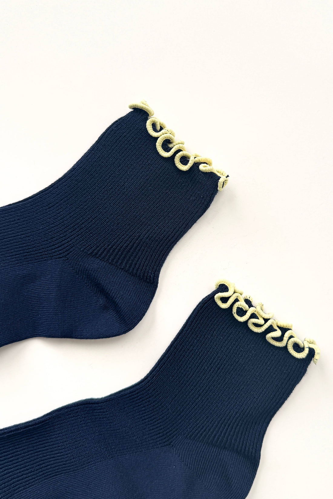 Petite Ruffled Modal Socks - Navy + Butter