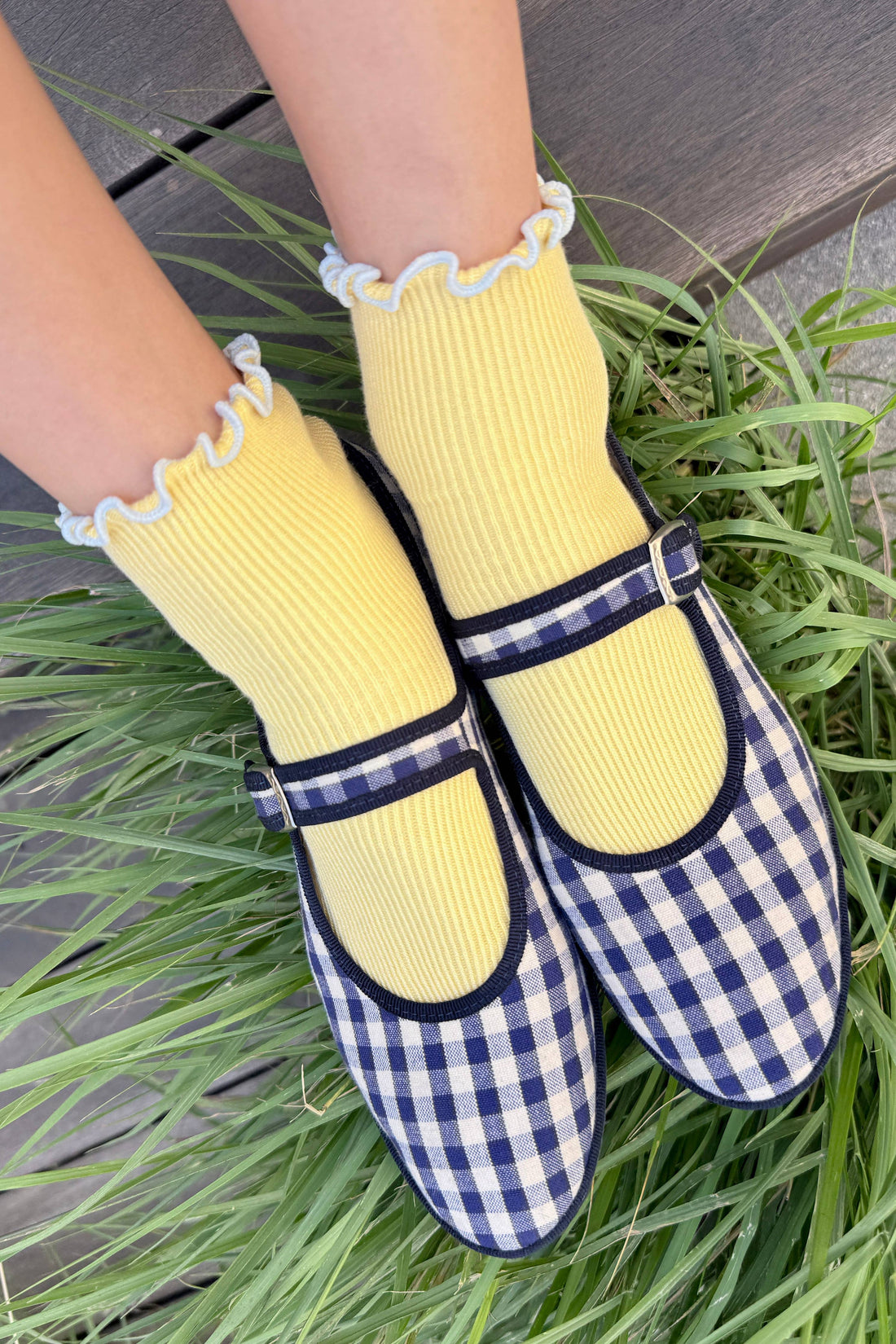 Petite Ruffled Modal Socks - Butter + Baby Blue
