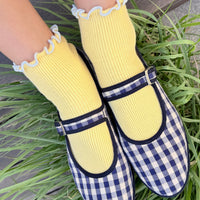 Petite Ruffled Modal Socks - Butter + Baby Blue