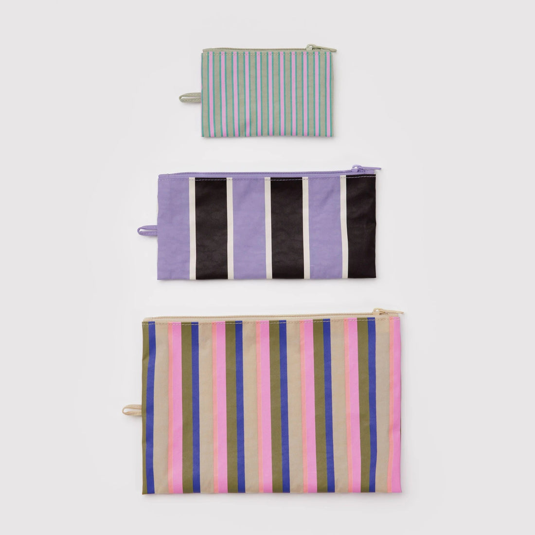 baggu striped flat pouch set 