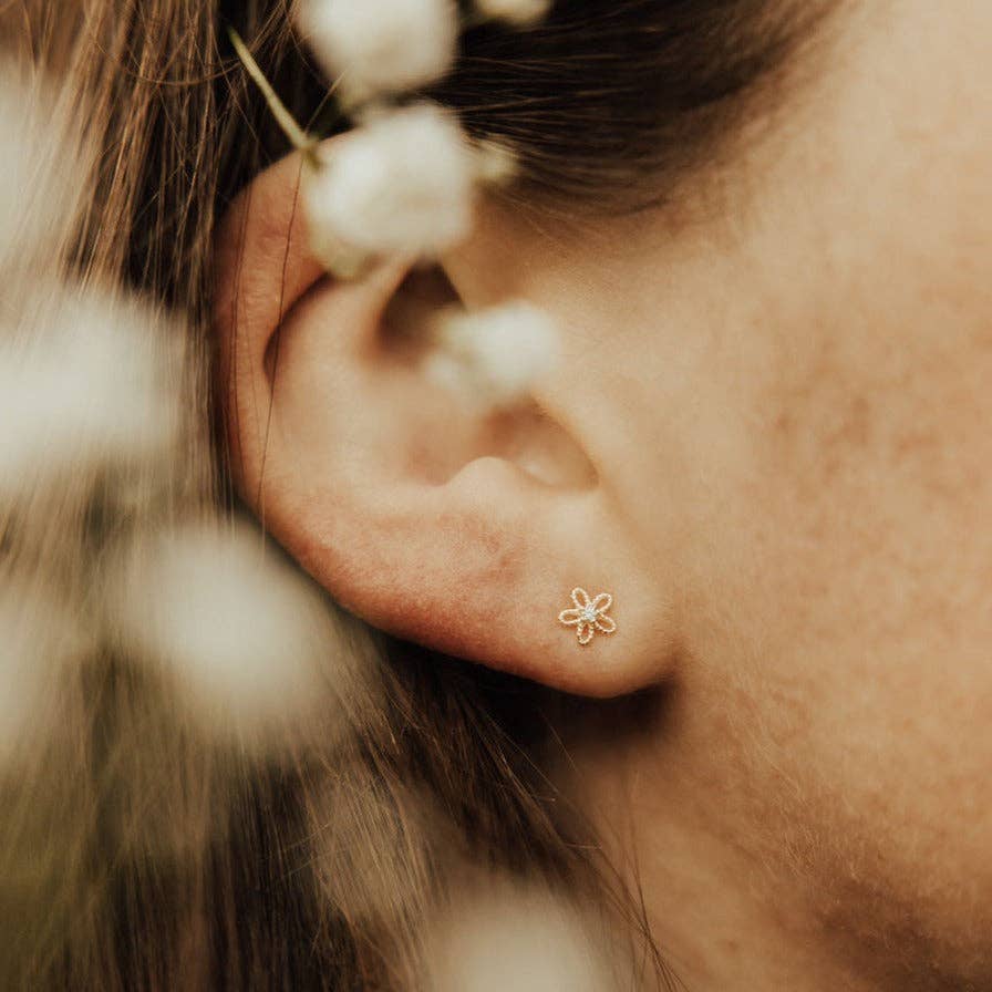 Small stud earrings in a flower shape