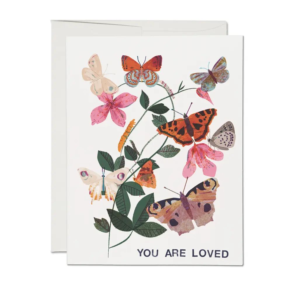 you are loved card with butterflies