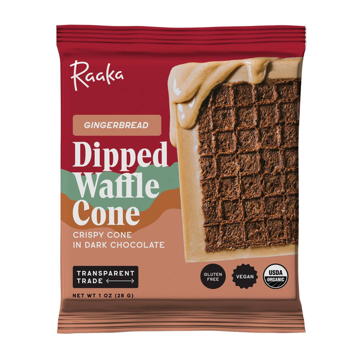 waffle cone bar dipped in gingerbread frosting 