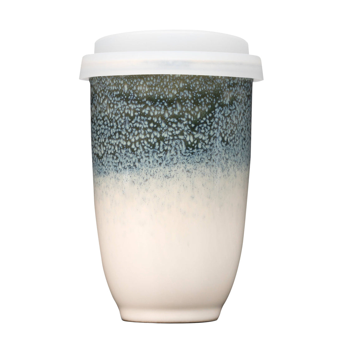 ceramic travel cup with a silicone sleeve and lid 12 oz