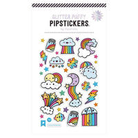 glitter puffy stickers cloud and rainbow themed