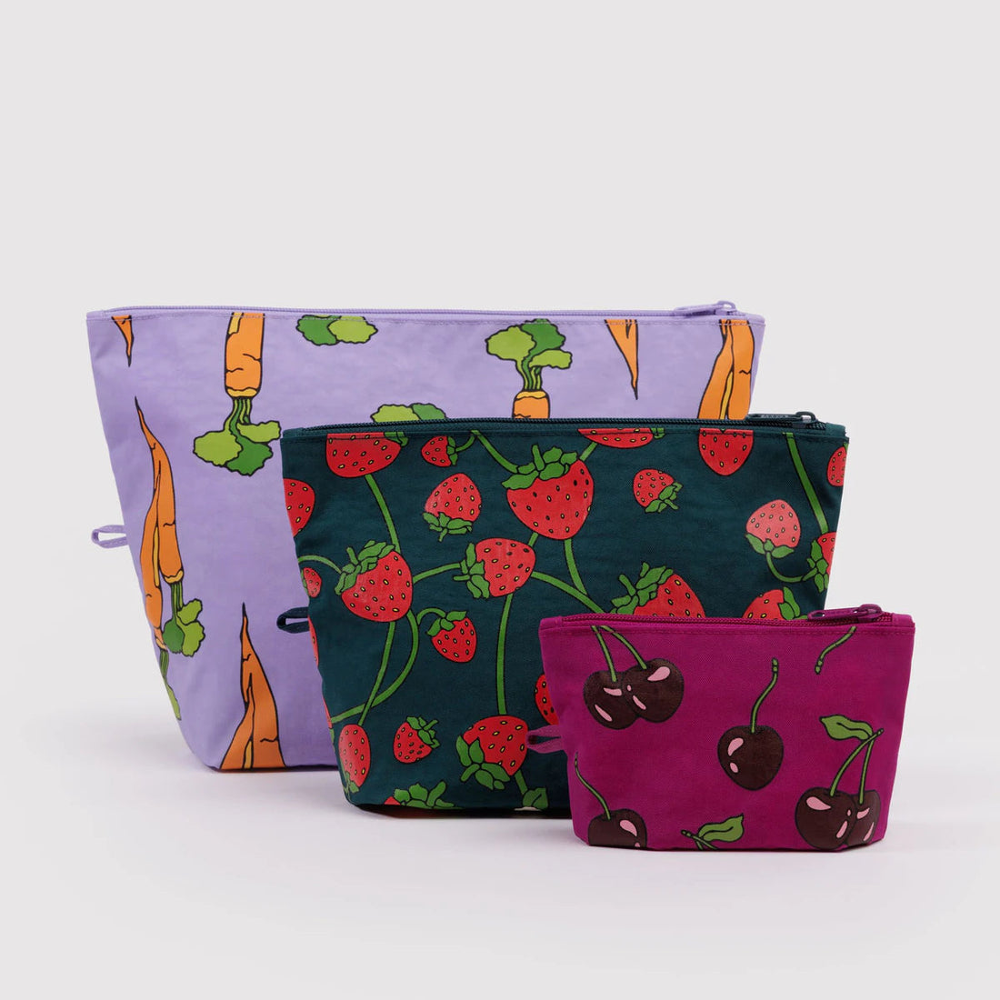 carrots and berries themed travel pouch set