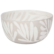 beige porcelain medium bowl with white leaves