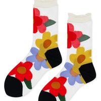 Hansel from basel Ethel Sheer Crew Socks with flowers