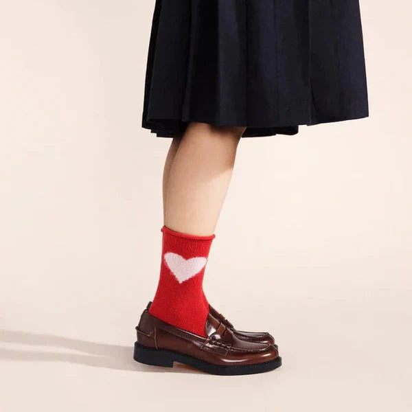 Love Cashmere Crew Socks - Red