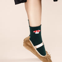 Red Cap Cashmere Crew Socks - Hunter Green