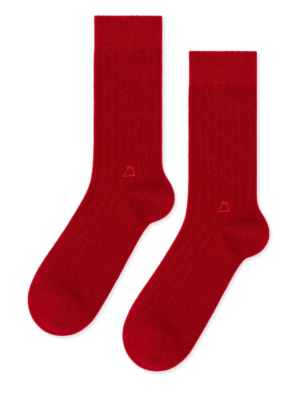 Cashmere Rib Men's Crew Socks - Tomato