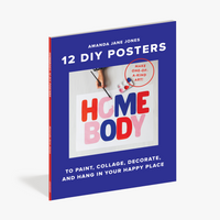 Book titled '12 DIY Posters' by Amanda Jane Jones on a white background