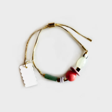 gold plated pull-tie beaded bracelet