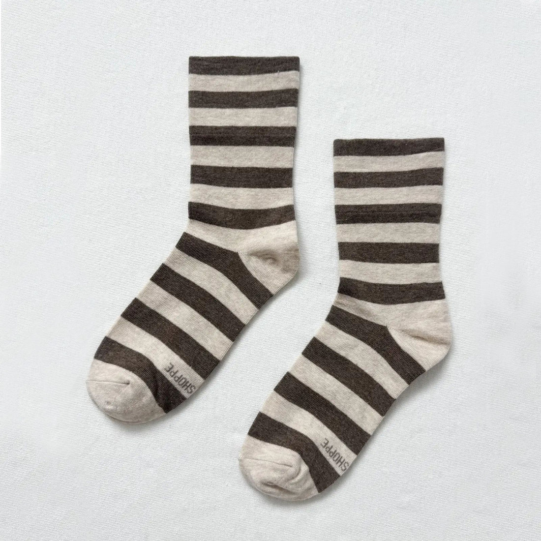 brown and cream striped socks 