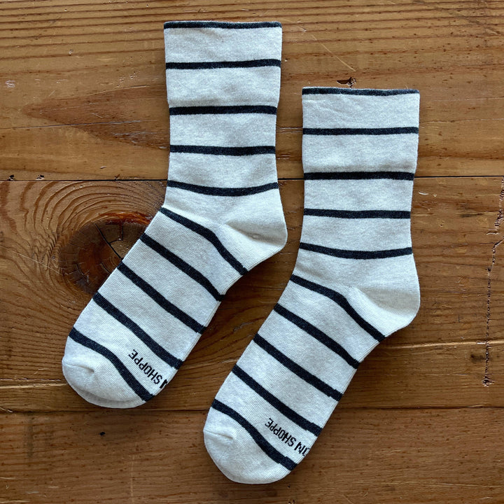 le bon shoppe striped wally socks in grain