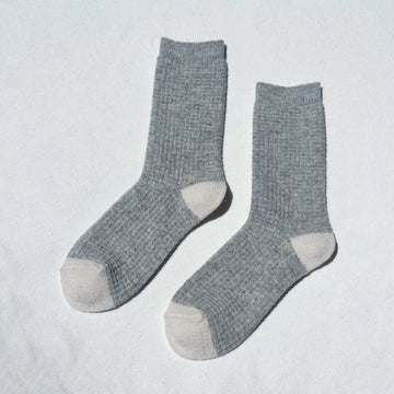 wool two toned socks grey and cream