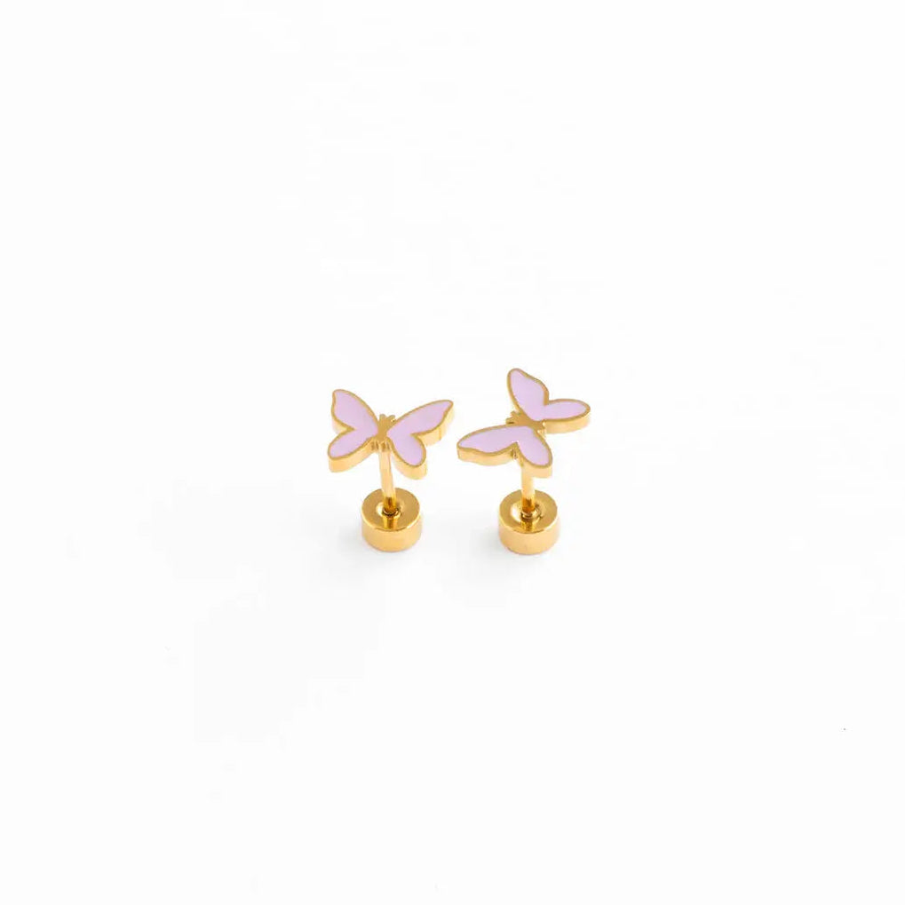 Pip Pop Post Studs - Lilac Enamel Butterfly