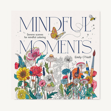 adult coloring book titled mindful moments emily o'neil