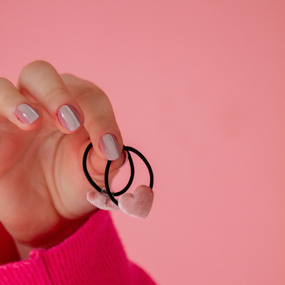 pink heart hair ties