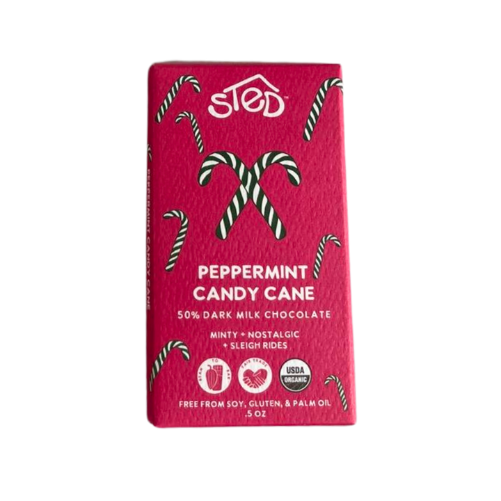 mini peppermint candy cane flavored chocolate bar 