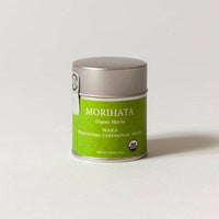 Morihata Organic Matcha Waka canister on a white background