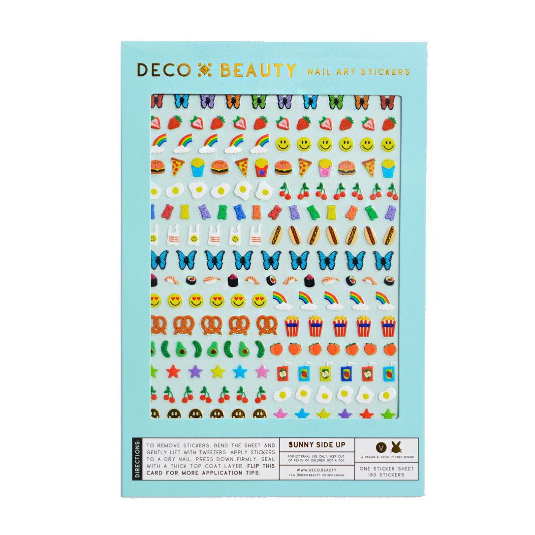 sunny side up eggs and junk food themed nail art stickers